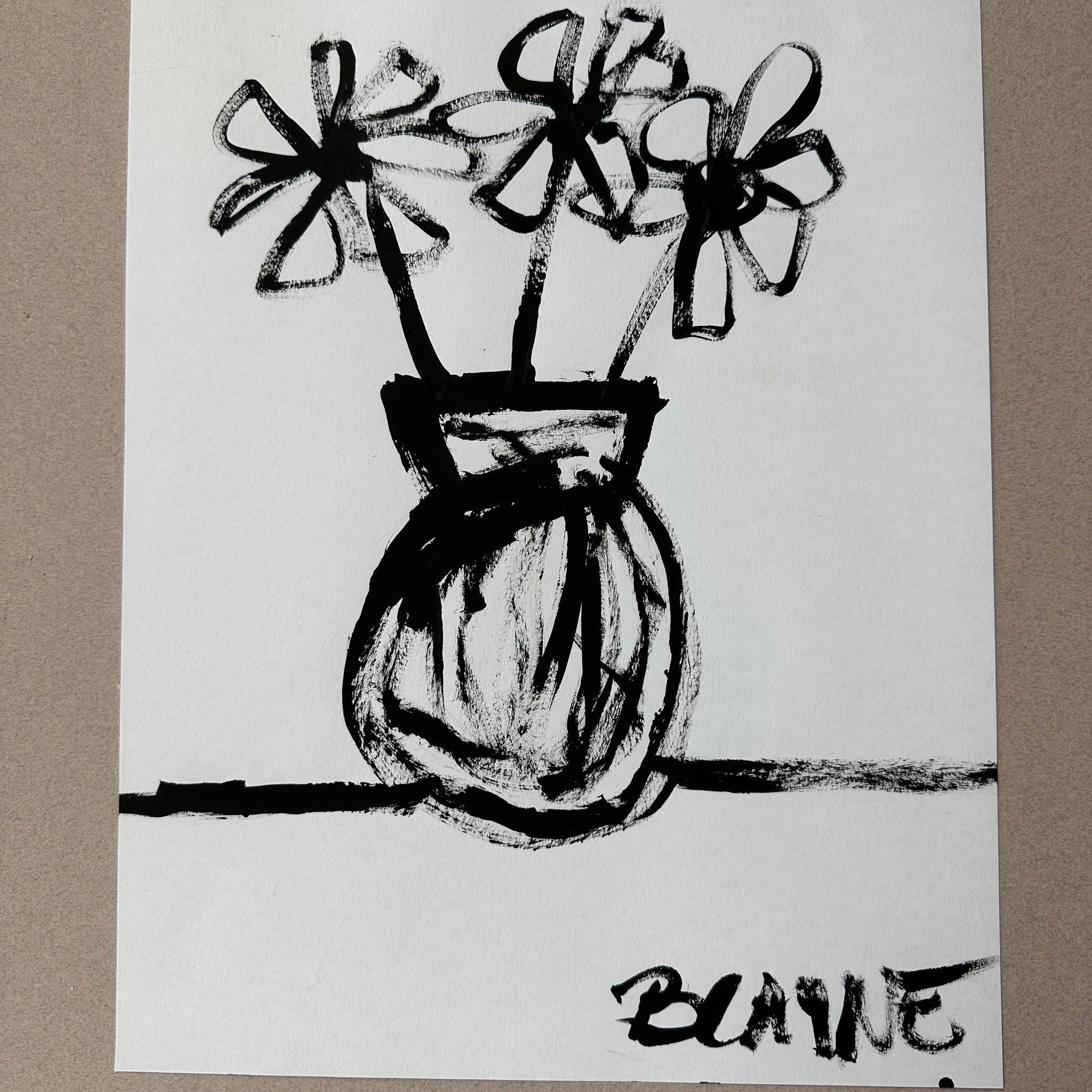 Round Stripe Vase of Flowers