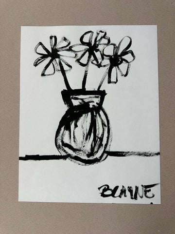 Round Stripe Vase of Flowers