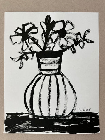 Vase of Flowers with Stripes