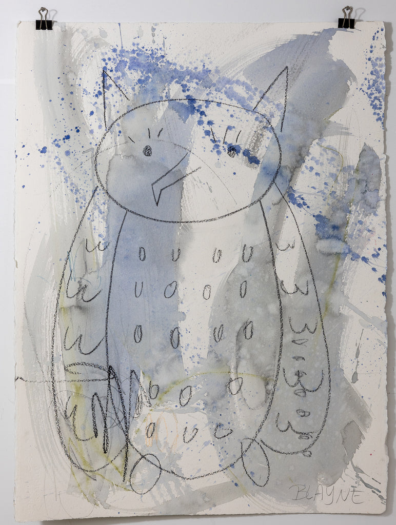 Blue Owl On Paper