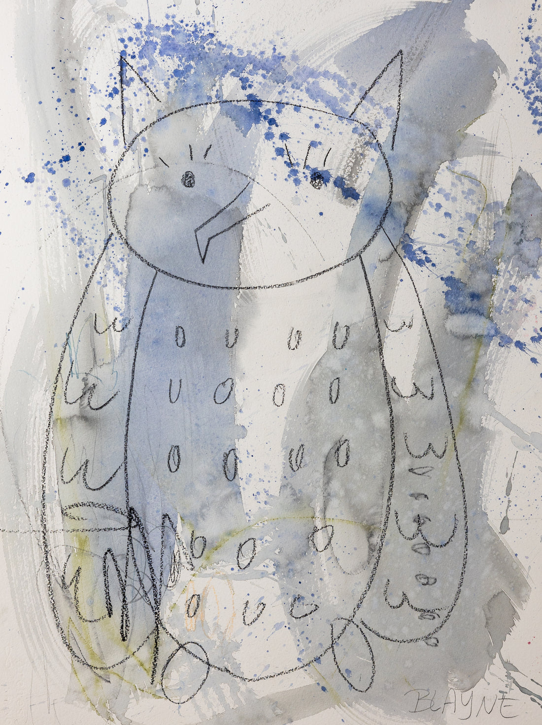 Blue Owl On Paper