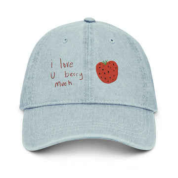 Adult "I Love U Berry Much" Denim Hat