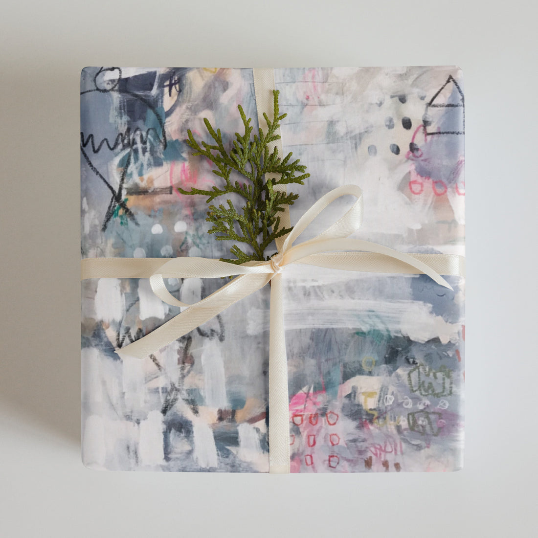 Pink and blue wrapping paper sheets with birds