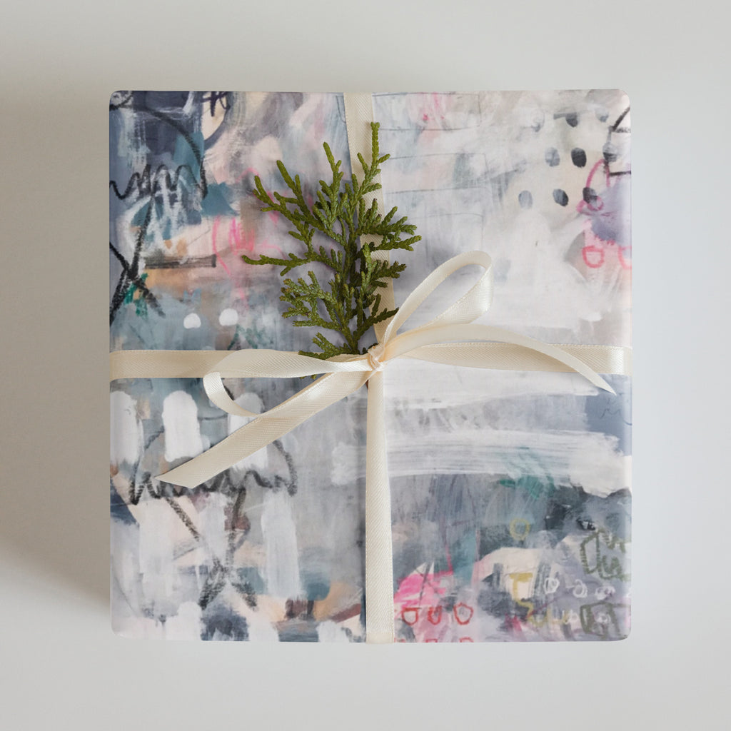 Pink and blue wrapping paper sheets with birds